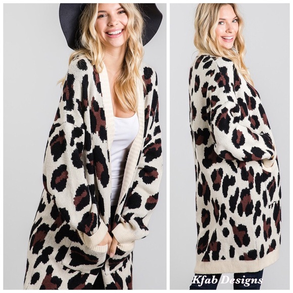❤️LAST! Luxe Leopard Print Pocket Sweater Cardigan - Picture 4 of 8
